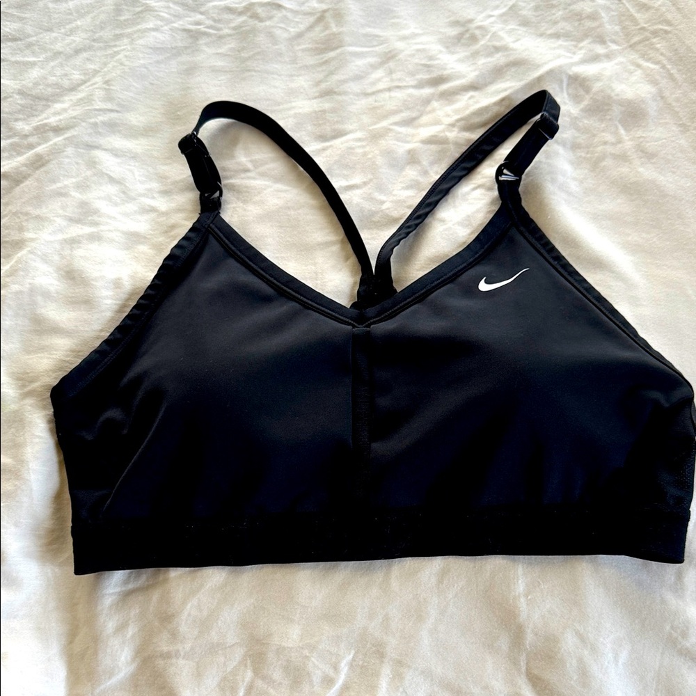 Nike Women's Black Sports Bra with White Logo